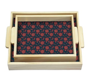 Plateau de petit déjeuner en bois moderne et écologique, plateau de service rectangulaire durable avec impression en émail naturel pour usage domestique - Product Image 1