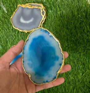 Golden Rim Agate Stone Slices Coaster Chakra Healing <b>Meditation</b> Products From India Tottaly HAndmade - Product Image 2