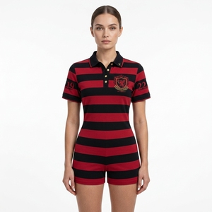 Ensemble 2 pièces body et short pour femme, motif uni, tissé, coupe ajustée, style polo, Nouvelle Collection Été 2026, Sororité grecque Sigma Gamma Rho - Product Image 2