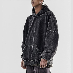 Sudadera con Capucha Personalizada de Estilo Retro Simple, Lavada, de Color Sólido, para Hombre, Versátil, de Invierno, Talla Grande - Product Image 4