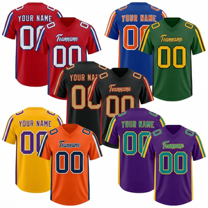 Maillot de football américain personnalisé pour homme, col en V, manches courtes, impression sublimée, polyester respirant, nom de l'équipe 00 - Product Image 1