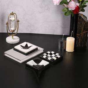 Plateau carré en marbre multi-pierres, plateau de service décoratif en pierre naturelle, décoration de luxe pour la maison - Product Image 2