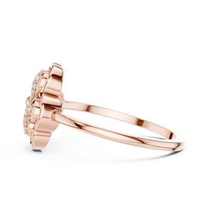 Bague en or rose à motif floral avec diamants de laboratoire, élégante bague à fleurs pour femme, bijou raffiné, cadeau - Product Image 4