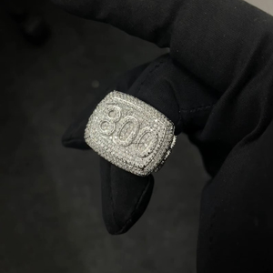 Anillo de Lujo Estilo Hip Hop para Hombre, Chapado en Plata S925 con Moissanita, Totalmente Cubierto de Piedras, Certificado IGI - Product Image 4