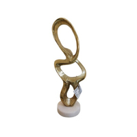 Sculpture de table en aluminium doré, art artisanal, décoration en métal, objet décoratif pour mariage, maison, bureau