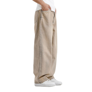 Men's Khaki Cotton Canvas <b>Harem</b> Pants Elastic Waist Casual Style With Side Pockets Midweight Autumn Wear - Product Image 5