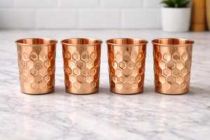 Pure <b>Copper</b> Water <b>Cup</b> Unique stylish <b>Copper</b> glass, Handmade <b>Copper</b> <b>Cup</b>, Ayurveda Benefits <b>Copper</b>, Hand painted crafted Tumbler - Product Image 4