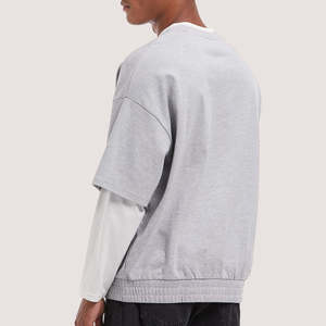 เสื้อยืดทรงครอปสำหรับผู้ชาย แฟชั่นเสื้อยืดทรงบ็อกซ์ ใส่สบายๆ ในฤดูร้อน ผ้าฝ้าย 100% ทรงโอเวอร์ไซส์ ป้องกันรอยยับ - Product Image 6