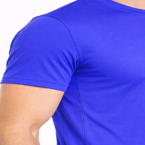 T-shirt de sport bleu royal pour homme, manches courtes, polyester, séchage rapide, gym, course à pied, fitness, col rond, vêtements de sport, haute qualité - Product Image 5