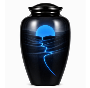 Beautiful <b>Black</b> and <b>White</b> Sticker with Enamel Memorial Cremation Urn for Adults Human Funeral Ashes - Product Image 3