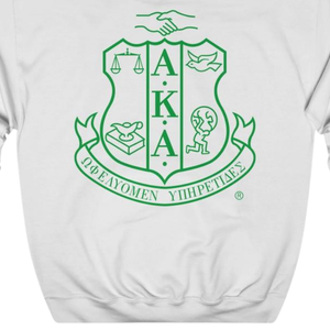 Sudadera con Capucha AKA Crest de Renombre Mundial, Blanca con Bordado Verde, Sudadera con Capucha Personalizada con Letras Griegas - Product Image 6