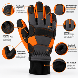 Gants de travail en cuir résistants pour la soudure, protection thermique, gants de sécurité renforcés, OEM - Product Image 3
