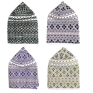 Chapeau islamique Kufi brodé pour homme, orné de pierres, motif floral en coton, respirant et écologique, toutes saisons - Product Image 1