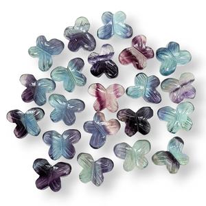Natural Multi Fluorite Butterfly Shape Gemstone <b>Rainbow</b> Fluorite Carved Butterfly Beads Butterfly Jewelry Making Beads 14x10mm - Product Image 4