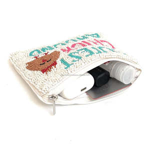 Monedero Artesanal de Cuentas Ecológico y Duradero con Diseño de Pollito y Eslogan, Cartera con Cremallera, Mini Bolsa de Maquillaje, Regalo, Detalle de Fiesta de Moda - Product Image 2