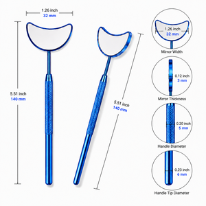 Handheld Pocket <b>Makeup</b> <b>Mirror</b> 3X <b>Magnifying</b> Single-Sided Moon Shape Blue Stainless Steel Frame - Product Image 4