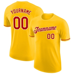 T-shirt de performance personnalisé or-rouge-blanc pour l'industrie manufacturière, vente en gros directe - Product Image 1