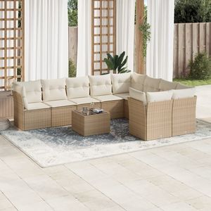 D0100XF4P82 Set Divano da Giardino in Polyrattan Beige 10 Posti Arredamento da Esterno Design Contemporaneo Piedini Regolabili - Product Image 3