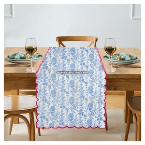 100% Pure Cotton Woven Bohemian Floral Print Edge <b>Table</b> <b>Runner</b> for <b>Wedding</b> & Home Decor-Eco-Friendly Durable Washable - Product Image 3