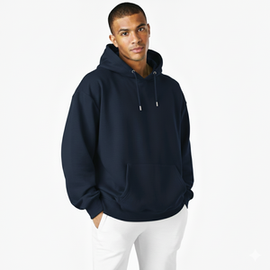 Sudadera con Capucha Oversize de Algodón Personalizable al por Mayor, con Botones y Hombros Caídos, Lisa, en Blanco, para Hombre - Product Image 3