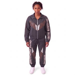 custom womens charcoal tracksuit set metallic piping circuit graphic <b>track</b> <b>jacket</b> pants 2 piece sportswear casual sweat suit set - Product Image 1