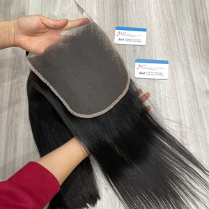 Pelucas de cabello humano con cierre de encaje suizo HD y encaje frontal, cabello virgen liso de color natural, de proveedor de cabello virgen. - Product Image 2