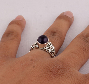 Wholesale Natural Amethyst Cabochon <b>Ring</b> <b>925</b> Sterling <b>Silver</b> Vintage Statement <b>Rings</b> Handmade Semi Precious Gemstone Jewelry for - Product Image 5
