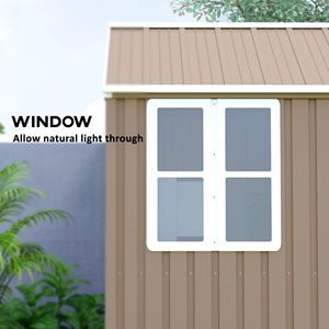 Casetta da Giardino in Metallo Marrone 8FT X 6FT, Extra Large, per Attrezzi da Esterno, con Porte, Finestre e Prese d'Aria, Struttura in Lega e Plastica - Product Image 5