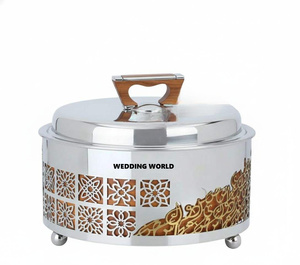 Calentador de Comida de Acero Inoxidable con Caligrafía Árabe y Olla Interior de Madera, Calentador de Comida Hecho a Mano de Primera Calidad - Product Image 1