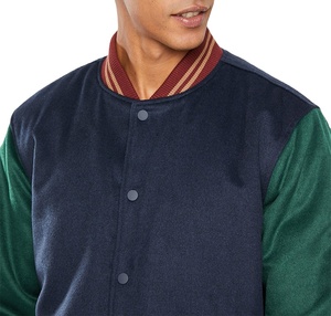 2025 Winter Hooded 100% Wool Waterproof Breathable Color <b>Block</b> Custom Logo Streetwear Varsity Jacket with Canvas Fabric - Product Image 2