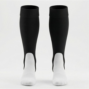 <b>Knee</b> <b>High</b> Soccer <b>Socks</b> Black <b>White</b> Solid Color Breathable Knitted for Adults Football Sports Use - Product Image 1