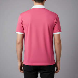 Camiseta Promocional Unisex de Diseño Personalizado, Color Rosa Sólido, Cuello Blanco, Talla Grande, Antiarrugas, Tela de Lona, Manga Corta - Product Image 6