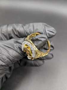 Moissanite Horse Head <b>Ring</b> For <b>Mens</b> Pave Band Gold Plated original 925 Silver Fine Animal Lovers Hip Hop Party Gift For Him - Product Image 5