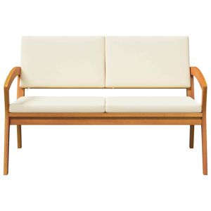 Banco de Jardín de Madera de Acacia Sólida con Cojín, Acabado con Aceite Natural, Muebles de Patio - Product Image 5