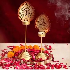 Centro de Mesa de Metal de Lujo para Velas de Té, Decoración Navideña para Interiores Modernos y Festivos - Product Image 2