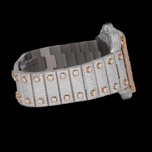 Montre-bracelet de luxe en acier inoxydable avec incrustation de diamants et de moissanite, fermoir papillon, mouvement à quartz analogique, bracelet 20 mm pour femme, chiffres romains - Product Image 4