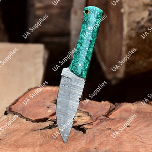Cuchillo de hoja fija de acero de Damasco con punta de gota y patrón retorcido, espiga completa, para exteriores, EDC, caza, camping, bricolaje, regalos personalizados - Product Image 2