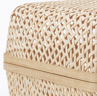 Boîte en bambou avec couvercle produits artisanaux bon marché tissé à la main bambou pour cadeau bijoux accessoires fruits stockage 100% écologique