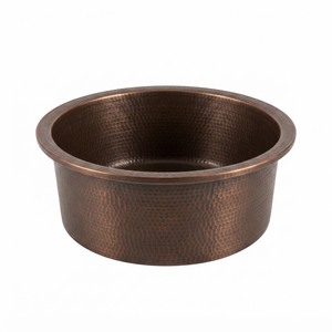 Handmade Hammered Copper Kitchen Sink <b>Round</b> Wash <b>Basin</b> Luxury Bathroom Vessel Sink Farmhouse Countertop OEM Supplier - Product Image 1