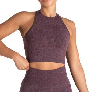 Custom Women Seamless High Neck Sports <b>Bra</b> Set Gym Fitness Yoga Workout Crop Top High Waist Leggings Activewear OEM Wholesale - Product Image 5