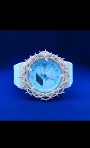 Reloj de Pulsera para Mujer con Incrustaciones de Diamantes Moissanite en Tono Oro Rosa, Caja de Acero Inoxidable, Analógico Digital, Correa Blanca de 20 mm, Estilo Elegante para Fiestas - Product Image 5