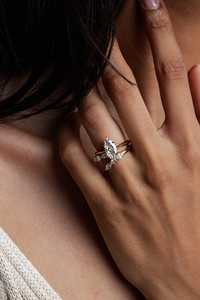 Diamond Open Wrap Bypass <b>Rings</b> 14K 18K Solid Gold Prong Set Pear Cut <b>Stacking</b> Minimalist Luxury Modern Fine Jewelry Wholesale - Product Image 6