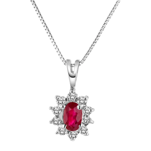 Colgante Minimalista de Oro de 14K con Halo de Diamantes de 0.35 Ct. y Baño de Rodio - Product Image 1