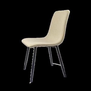 47\" Modern Minimalist MDF Dining Table Walnut Color Metal Legs 4 Beige Dining Chairs Small Sized Desktop Set Dining Room - Product Image 6