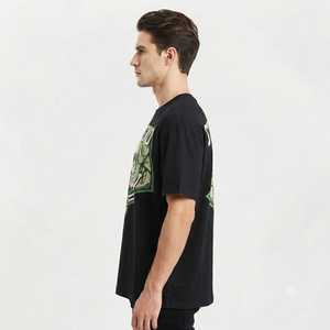 Wholesale High Quality Heavyweight 100% Cotton Oversized Graphic <b>T</b>-<b>shirt</b> Custom Plaid Front Print Breathable Streetwear Men - Product Image 2