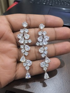 Delicate Pearl Swing Earrings with Radiant <b>Crystal</b> <b>Cluster</b> Designs Premium Fashion Accessories for Women - Product Image 1