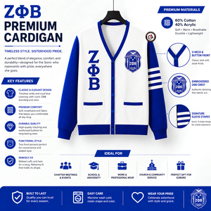 Zeta Phi Beta Finer Embroidery Women Acrylic <b>Cardigans</b> | ZOB Sorority Embroidered Ladies Custom Style <b>Cardigan</b> <b>Sweater</b> - Product Image 5