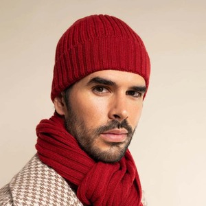 Gorro de Invierno con Puño Acanalado, Color Rojo Sólido, 100% Algodón, Impresión Digital, Gorro de Punto para Adultos Unisex, Estilo Casual, para Venta en Línea - Product Image 4