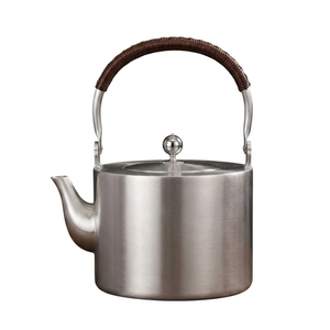 Bouilloire à thé en métal très vendue avec couvercle, poignée en métal, design rond pour la cuisine, la table à manger, le service du thé et du café - Product Image 1