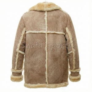 Vestes en cuir et fourrure pour hommes, style motard, en shearling de haute qualité, mode hiver, sur mesure OEM. - Product Image 6